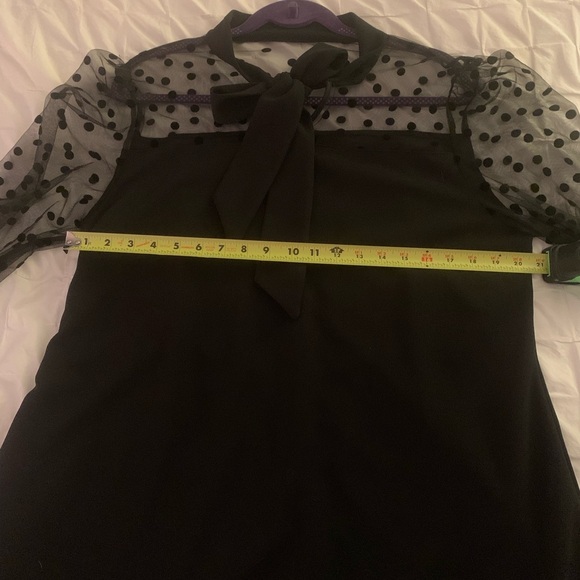 Shein Curve Black Dress Sheer Polka Dot Sleeves - Picture 4 of 14